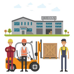 Warehouse workers vector illustration