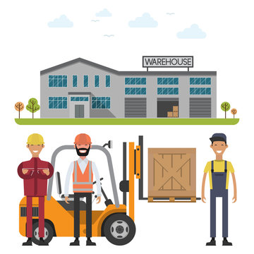 Warehouse workers vector illustration