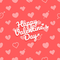 Naklejka na ściany i meble Different abstract hearts pattern with logo. Valentines greeting