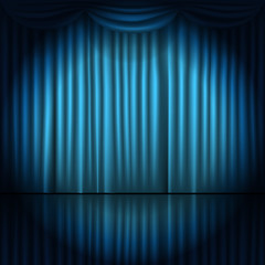 Stage curtains with spot light vector illustration