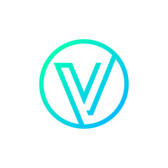 Letter V logo,Circle shape symbol,Digital,Technology,Media