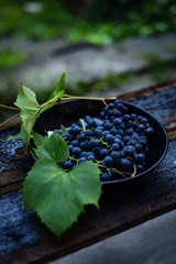 Blue grape on a wooden background
