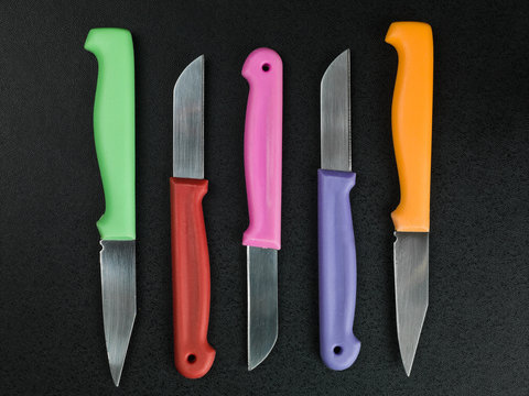 Set of Colorful Kitchen Knives
