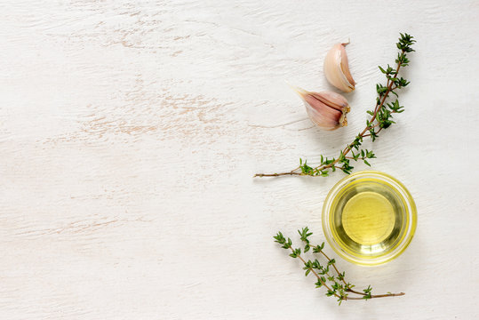 Thyme and garlic infused oil