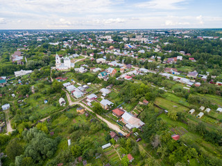Small russian town aerial landscape