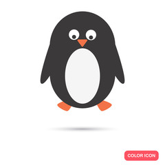 Cartoon penguin color flat icon