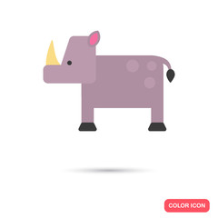 Cartoon rhino color flat icon
