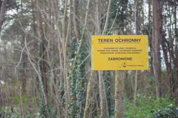 Warning Sign on a forest