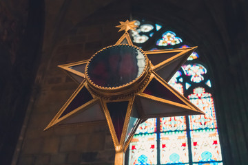 Six pointed star artwork in a church