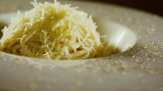 pasta macaroni and cheese closeup slow motion