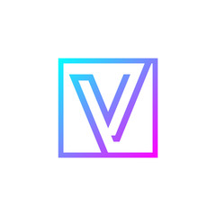 Letter V logo,Square shape symbol,Digital,Technology,Media