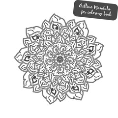 Outline Mandala for coloring book. Decorative round ornament.