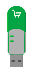 Green USB Stick with shopping pictogram