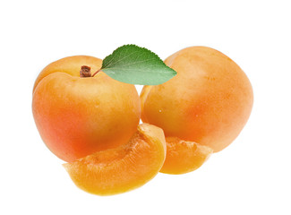  Fresh apricot fruits isolated on white background