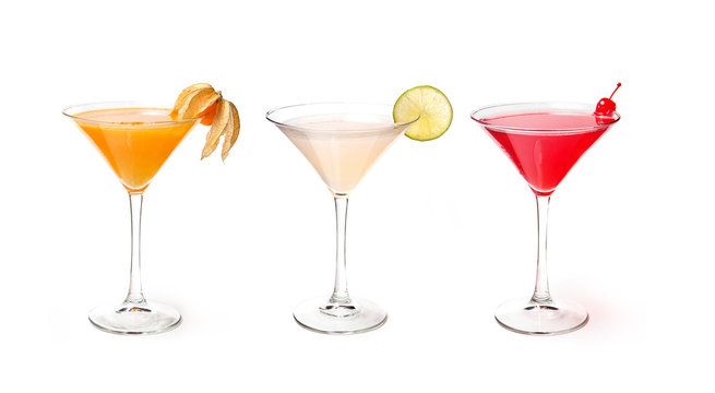 cocktail set on white