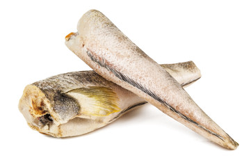 two frozen hake fish