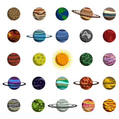 planet of the solar system flat icon set