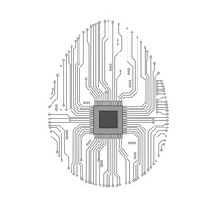 Abstract egg. Egg in an electronic circuit. Vector illustration.