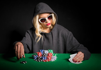 Professional poker player with glasses