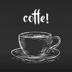 Cup of coffee hand drawn vector sketch