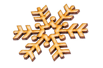 wooden snowflake on white