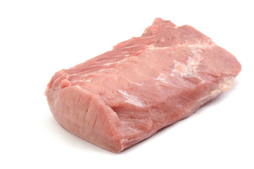 Raw pork chop meat isolated on white background