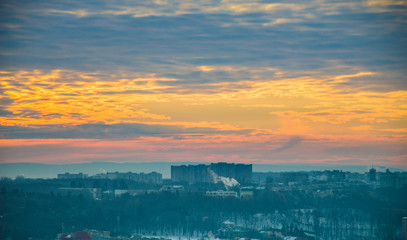 Fototapeta premium Lviv city landscape in the morning