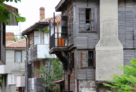 Traditional wooden houses in Old Town of Sozopol, Bulgaria