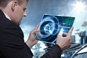 Business, Technology, Internet and network concept. Businessman