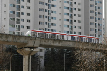 Modern public transportation with an electric monorail train system
