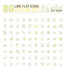 Vector graphic set. Icons in flat, contour, thin and linear design.Shop accessories for pets and owners.Simple icon on white background.Concept illustration for Web site, app.Sign, symbol, emblem.