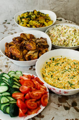 Russian Salad Olivie. Christmas. Tradition. New Year. Macro.