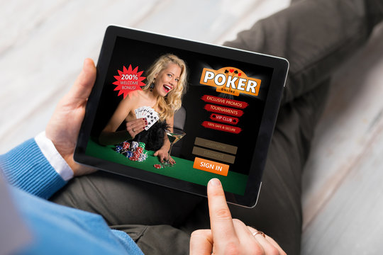 Man playing poker online