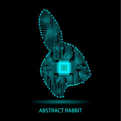 Abstract rabbit. Rabbit as an electronic circuit. Vector illustration.