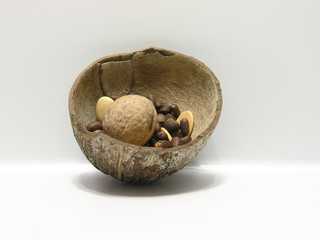 Different nuts chopped coconut.