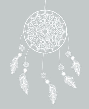 Vector dreamcatcher with feathers
