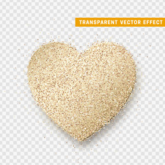 Valentines Day heart isolated, transparent vector effect background. Festive decorations bright glitter placer. Holiday love decor illustration. Beautiful design element