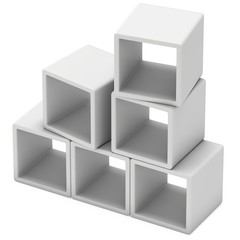 Product display boxes. 3D render isolated on white. Platform or Stand Illustration. Template for Object Presentation.