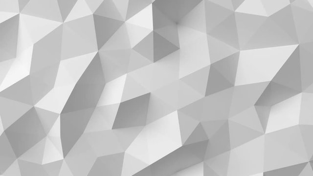 Beautiful White Polygonal Surface Moving in Seamless 3d animation. Abstract Motion Design Background in 4k