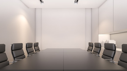 An empty meeting room and conference table / 3D rendering