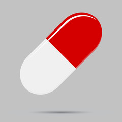 Capsule tablet red white vector