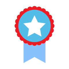 Star sticker ribbon vector flat