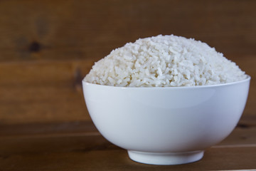 boiled rice in white bowl