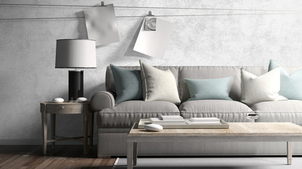 Modern bright interior . 3D rendering