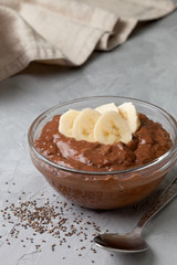 chocolate  chia pudding with banana