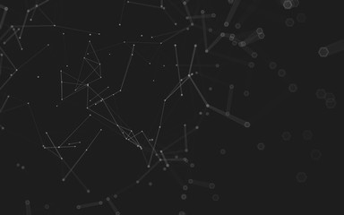 Abstract polygonal space low poly dark background, 3d rendering