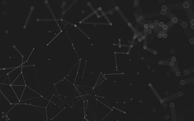 Abstract polygonal space low poly dark background, 3d rendering