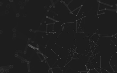 Abstract polygonal space low poly dark background, 3d rendering