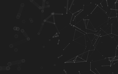 Abstract polygonal space low poly dark background, 3d rendering