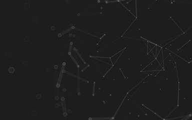 Abstract polygonal space low poly dark background, 3d rendering